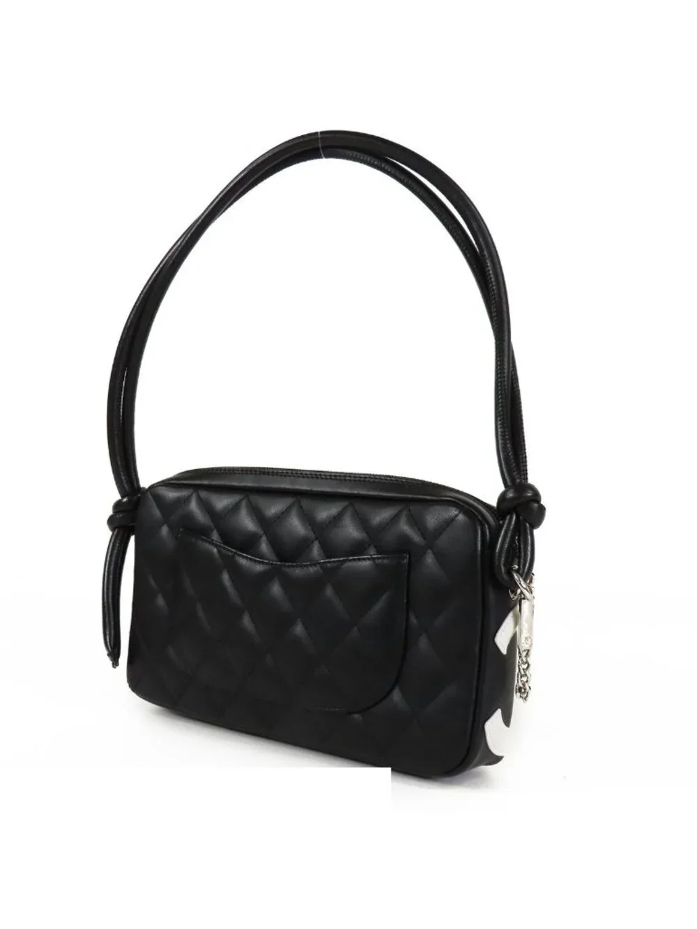 Chanel Cambon Line Black Pink Silver Leather Shoulder Bag